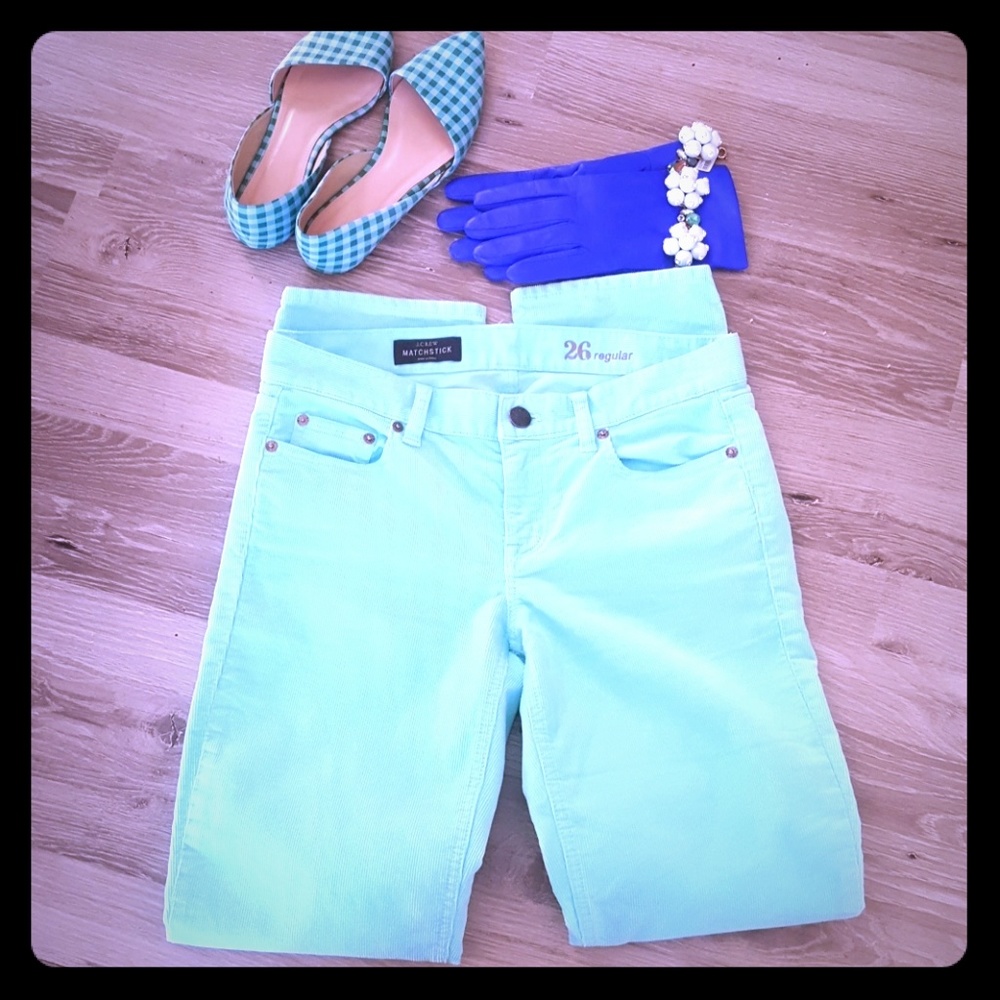 J. Crew Matchstick Corduroy Pants Mint Green